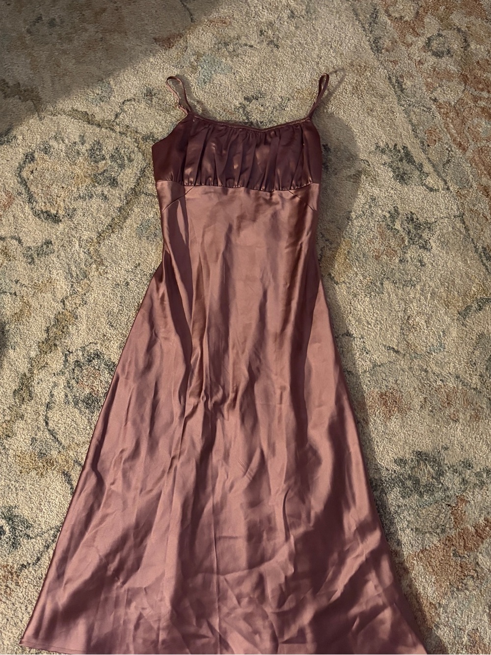 Le Lis Satin Slip Dress in Mauve Plum